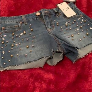 NWT Embellished Jean shorts
